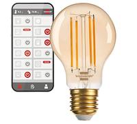 Brennenstuhl Connect WiFi Bombilla filamento LED Standard (Bombilla inteligente, compatible con Amazon Alexa y Google Assistant, bombilla E27, 470lm, 4,9W, luz cálida 2200K, luz regulable, vintage)