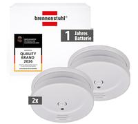 Brennenstuhl detectores de Humo Set, 2X RM C 9010 con Pila recambiable (comprobado según EN 14604, señal de Alarma penetrante) Blanco