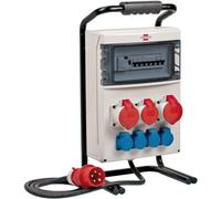 Brennenstuhl Distribuidor de corriente portátil (2 x 32 A + 1 x enchufe CEE de 16 A, cable de 2 m, para uso en obras y uso permanente al aire libre, con protección personal FI, fabricado en Alemania).