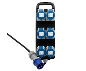 Brennenstuhl Distribuidor de corriente portátil BSV P CEE 230 V/16 A, fabricado en Austria, 1151495423, enchufe CEE, 6 enchufes CEE, fijable a pared, cable de 2 metros, IP44