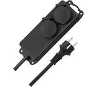 Brennenstuhl Distribuidor de Tomas de Corriente IP44 2 vías (regleta de Tomas de Corriente para Obras y Uso Permanente en Exteriores, Cable de 2 m) Negro