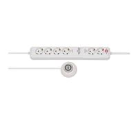 Brennenstuhl Eco-Line Comfort Switch Plus regleta enchufes con 6 tomas de corriente (2x permanentes y 4x conmutables, cable de 1,5 m, interruptor de mano/pie) blanco