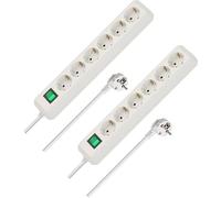 Brennenstuhl Eco-Line, regleta de 6 Tomas, Juego de 2 Unidades (regleta con protección Reforzada contra el Contacto Accidental, Interruptor y Cable de 3 m), Blanco