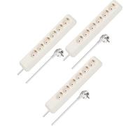 Brennenstuhl Eco-Line, regleta de 6 Tomas, Juego de 3 Unidades (regleta con protección Reforzada contra el Contacto Accidental y Cable de 1,5 m), Color Blanco