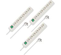 Brennenstuhl Eco-Line, regleta de 6 Veces, Juego de 2 (receptáculo múltiple con Mayor protección táctil, Interruptor y Cable de 3 m) Blanco
