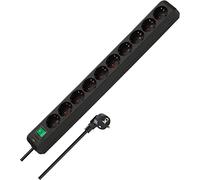 Brennenstuhl Eco-Line regleta de enchufes 10 Tomas (regleta eléctrica con protección de Contacto Aumentada, Interruptor y Cable de 3m) Negro