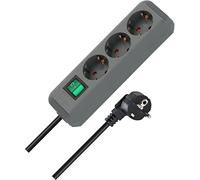 Regleta Eco-Line con interruptor 3 tomas gris 1,5m H05VV-F 3G1,5