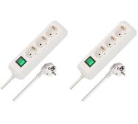 Brennenstuhl Eco-Line regleta de Enchufes con 3 Tomas de Corriente (Interruptor, protección Infantil), Blanco, Cable de 5 m (Paquete de 2)