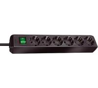 Brennenstuhl Regleta de enchufes Eco-Line 6 tomas de corriente (cable 1,5 m, interruptor) Negra