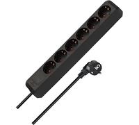 Brennenstuhl Eco-Line regleta de enchufes con 6 Tomas de Corriente (Cable de 1,5 m, sin Interruptor) Negro