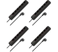Brennenstuhl Eco-Line regleta de enchufes con 6 Tomas de Corriente (Cable de 1,5 m, sin Interruptor) Negro (Paquete de 4)