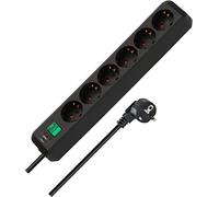 Brennenstuhl Eco-Line regleta de enchufes con 6 Tomas de Corriente (Cable de 1,5m, Interruptor) Negro