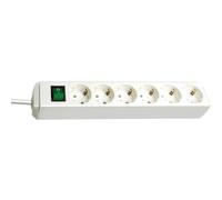 Brennenstuhl Eco-Line regleta de enchufes con 6 tomas de corriente (cable de 3 m, interruptor) blanco