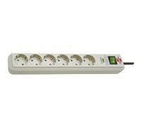 Brennenstuhl Eco-Line regleta de enchufes con 6 tomas de corriente y protección contra sobretensiones (cable de 1.5 m, interruptor iluminado, protección sobretensión hasta 13.500 A) gris claro, 34 cm