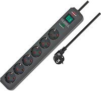 Brennenstuhl Eco-Line regleta de enchufes con 6 Tomas de Corriente y protección contra sobretensiones (Cable de 5m, Interruptor Iluminado, protección sobretensión hasta 13.500A) Antracita