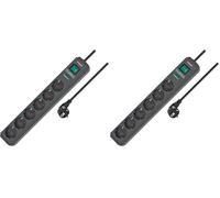 Brennenstuhl Eco-Line regleta de enchufes con 6 Tomas de Corriente y protección contra sobretensiones (Cable de 5m, Interruptor Iluminado, protección sobretensión hasta 13.500A) Antracita