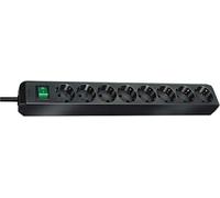 Brennenstuhl Eco-Line regleta de enchufes con 8 Tomas (regleta eléctrica con protección de Contacto Aumentada, Interruptor y Cable de 3m) Negro