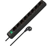 Brennenstuhl Eco-Line regleta de enchufes con 8 Tomas (regleta eléctrica con protección de Contacto Aumentada, Interruptor y Cable de 3m) Negro