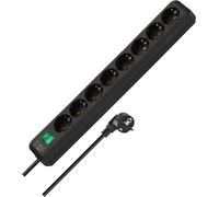 Brennenstuhl Eco-Line regleta de enchufes con 8 Tomas (regleta eléctrica con protección de Contacto Aumentada, Interruptor y Cable de 3m) Negro