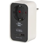 Brennenstuhl Ecolor Enchufe con protección contra sobretensiones y USB | Protección contra sobretensiones 13.500A, USB C PD 20W y USB A 20W, protección contra rayos para aparatos eléctricos