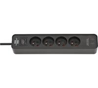Brennenstuhl Ecolor - Regleta de 4 Tomas con Toma de Carga USB C (regleta con 2 x Cargador USB C, Interruptor y Cable de 1,5 m), Color Negro