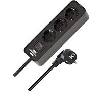 Brennenstuhl Ecolor regleta enchufes con 3 Tomas Corriente (Cable de 1,5 m, con Interruptor) Negro