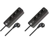 Brennenstuhl Ecolor regleta enchufes con 3 Tomas Corriente (Cable de 1,5 m, con Interruptor) Negro (Paquete de 2)
