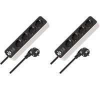 Brennenstuhl Ecolor regleta enchufes con 4 Tomas Corriente (Cable de 1,5 m, con Interruptor) Color Blanco/Negro (Paquete de 2)