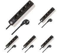 Brennenstuhl Ecolor regleta enchufes con 4 Tomas Corriente (Cable de 1,5 m, con Interruptor) Color Blanco/Negro (Paquete de 5)