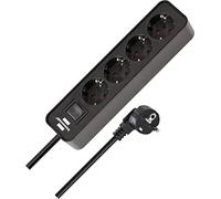 Brennenstuhl Ecolor regleta enchufes con 4 Tomas Corriente (Cable de 1,5 m, con Interruptor) Color Negro