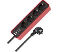 Brennenstuhl Ecolor regleta enchufes con 4 Tomas Corriente (Cable de 1,5 m, con Interruptor) Color Rojo/Negro
