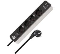 Brennenstuhl Ecolor regleta enchufes con 4 Tomas de Corriente y función de Carga USB (2 Puertos de Carga USB, Interruptor, 1,5m Cable) Blanco