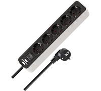 Brennenstuhl Ecolor regleta enchufes con 5 Tomas Corriente (Cable de 1,5 m, con Interruptor) Color Blanco/Negro