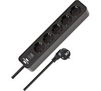 Brennenstuhl Ecolor regleta enchufes con 5 Tomas Corriente (Cable de 1,5 m, con Interruptor) Color Negro