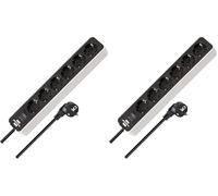 Brennenstuhl Ecolor regleta enchufes con 6 Tomas Corriente (Cable de 1,5 m, con Interruptor) Color Blanco/Negro (Paquete de 2)