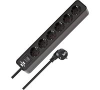Brennenstuhl Ecolor regleta enchufes con 6 Tomas Corriente (Cable de 1,5m, con Interruptor) Negro