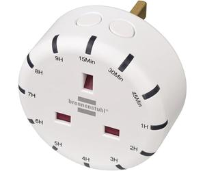 Brennenstuhl Enchufe con Temporizador de Cuenta Regresiva Digital con Pantalla LED, Ajustable en 12 Pasos, Uso en Interiores, protección de Contacto