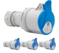 Brennenstuhl Enchufe eléctrico CEE de 3 polos para uso exterior, toma CEE 230 V/32 A con tapa, conexión atornillable, uso al aire libre, camping, caravana, obras, IP44, 32 A (Paquete de 4)