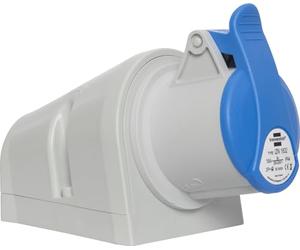 Brennenstuhl Enchufe eléctrico industrial de pared CEE de 3 polos, enchufe industrial 230 V/16 A con tapa para uso exterior, ideal para uso al aire libre, obras, industria, IP44, 16 A