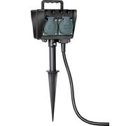 Brennenstuhl Enchufe Exterior / 4 enchufes con Punta de Tierra (plástico Resistente a la Intemperie, Enchufe Exterior con Carcasa Impermeable, Cable de 1,5 m) Negro