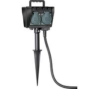 Brennenstuhl Enchufe Exterior / 4 enchufes con Punta de Tierra (plástico Resistente a la Intemperie, Enchufe Exterior con Carcasa Impermeable, Cable de 1,5 m) Negro