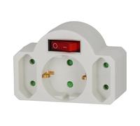 Brennenstuhl Enchufe múltiple para la Toma de Corriente con Interruptor (Enchufe Adaptador Triple por 2 Tomas de Corriente Euro y 1 Tomas de Corriente de Tierra) Blanco