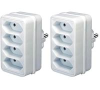 Brennenstuhl Enchufe múltiple para la Toma de Corriente (Enchufe Adaptador por 4 Tomas de Corriente Euro, enchufes con Mayor protección Accidental) Blanco (Paquete de 2)