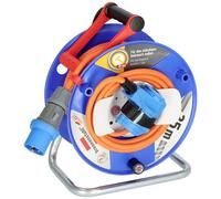 Brennenstuhl enrollacable de camping/Enrollacable CEE 230V 25m (H07RN-F 3G2,5 en naranja, acoplamiento angular CEE incl. toma combinada de contacto de protección, IP44, fabricado en alemania)