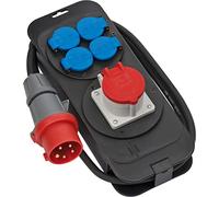 Brennenstuhl Estación de alimentación/Distribuidor de Potencia de 16 A (Cable de 2 m H07RN-F 5G1,5, para Uso en Obras y Uso Permanente en Exteriores IP44, Adecuado para Montaje en Pared)