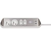 Brennenstuhl® Estilo - Regleta de 4 enchufes para Cocina y Oficina, con Sistema de Carga