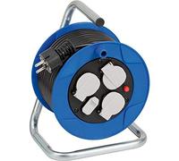 Brennenstuhl Garant enrollacables con alargador de 15m, carga USB, 3 tomas de corriente (plástico especial, uso en interiores, fabricado en alemania) azul