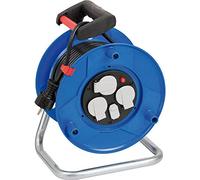 Brennenstuhl Garant enrollacables con alargador de 25 m, carga USB, 3 tomas de corriente (plástico especial, uso en interiores, Made in Germany) azul