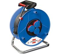 Brennenstuhl Garant enrollacables de industria/construcción con alargador de 25m y 3 tomas de corriente IP44 (plástico especial, uso en exteriores, Made in Germany) azul