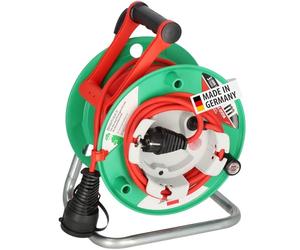 Brennenstuhl Garant G Bretec IP44 - Carrete de cable para cortacésped (cable de 23 + 2 m en rojo, plástico especial, uso a corto plazo en exteriores, fabricado en Alemania)